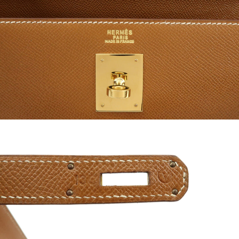 Hermes Kelly Brown Courchevel With Gold Hardware Camel Leather Bag