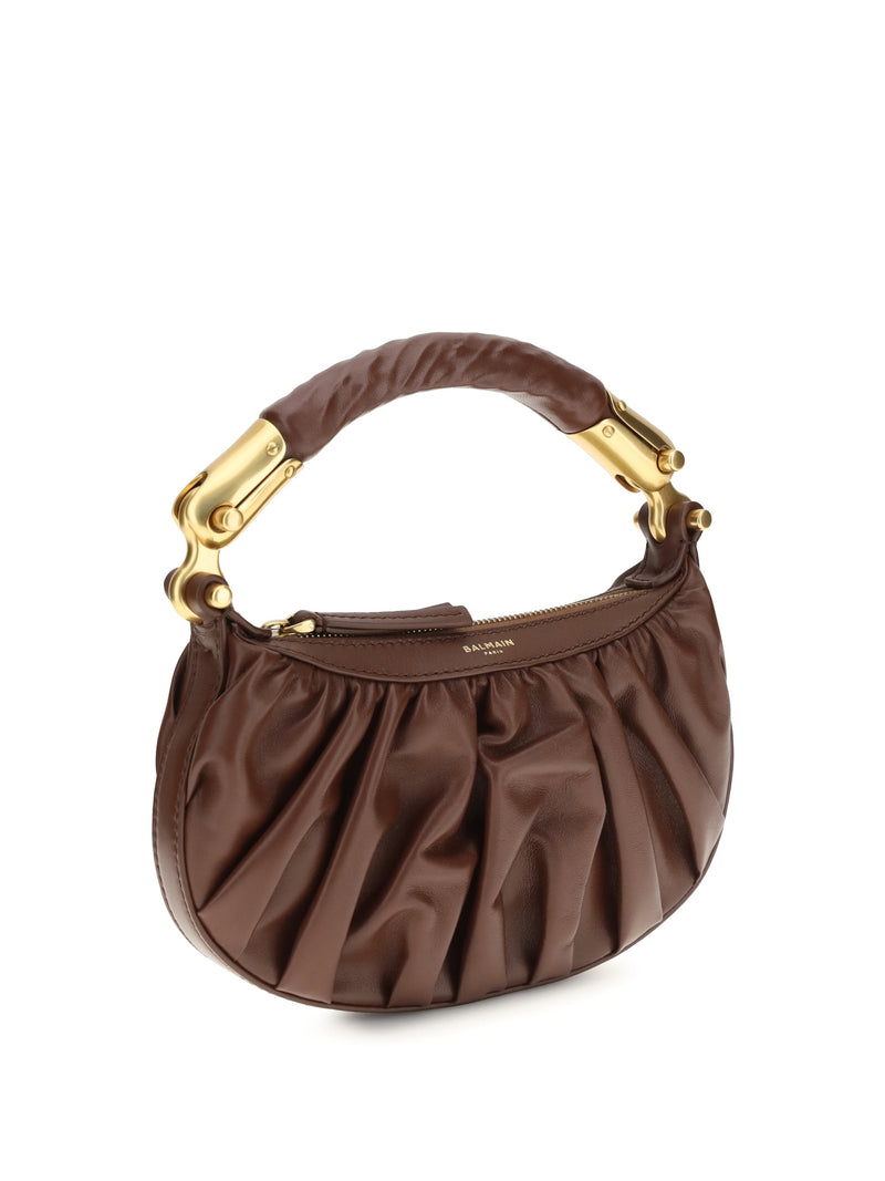 Balmain Top Handle Bag — Brown Calf Suede