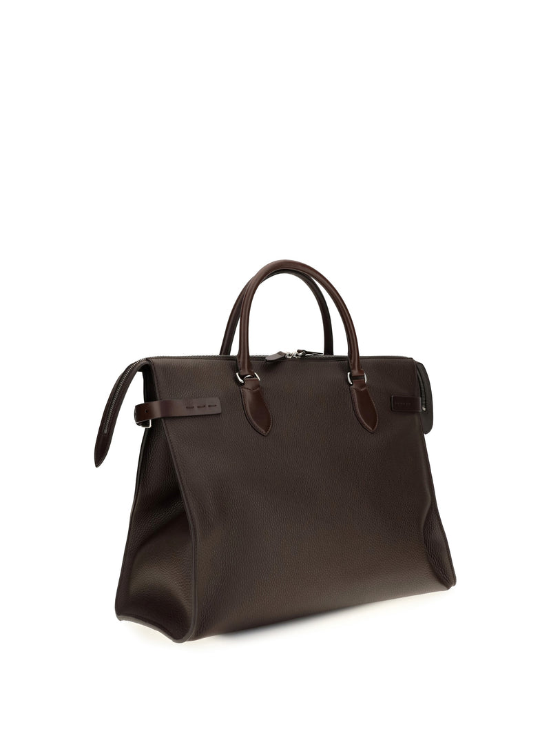 Valentino Garavani Antibes Top Handle Bag — Brown Calf Leather