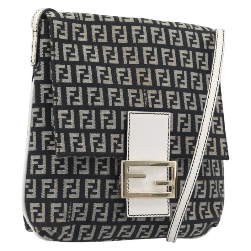Fendi Vintage Flap Zucchino Canvas Black Bag