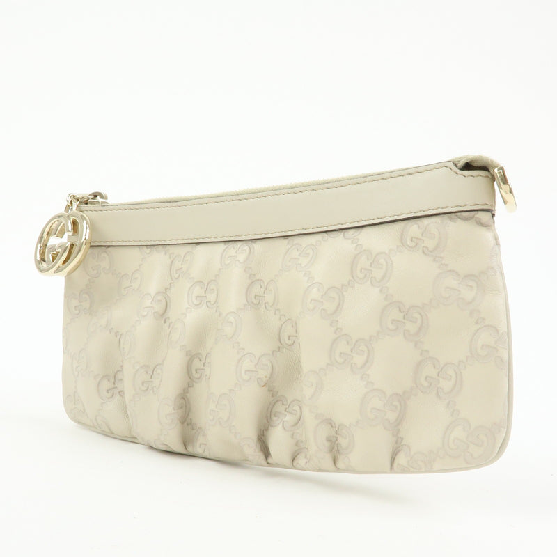Gucci Heart Wristlet Guccissima Leather Beige Bag