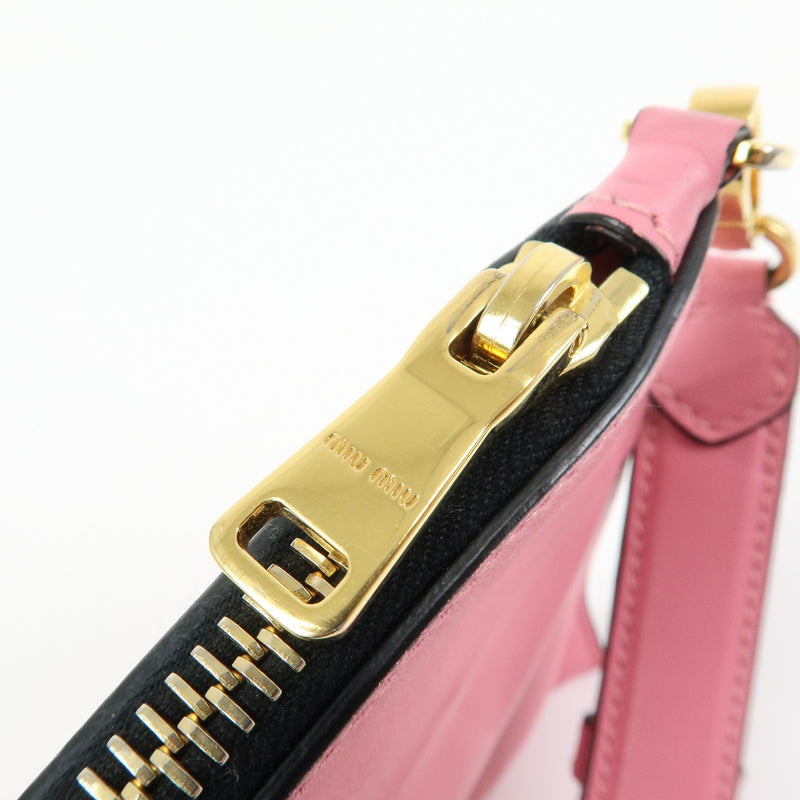 Miu Miu Logo Chain Clutch Shearling Pink Leather