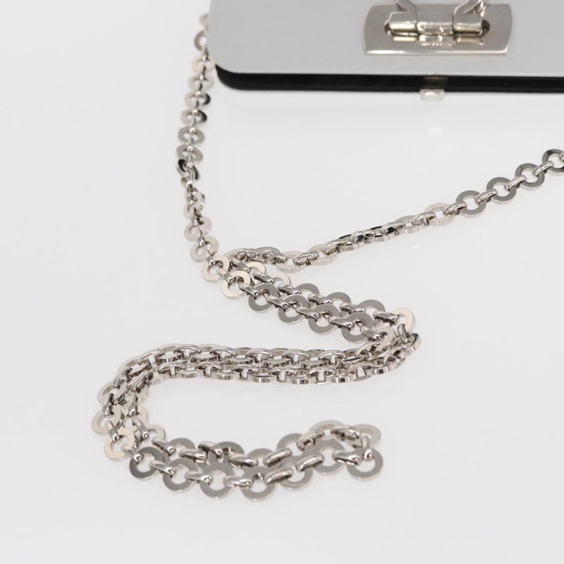 Salvatore Ferragamo Vintage Gancini Chain Leather Silver Stainless_steel Bag