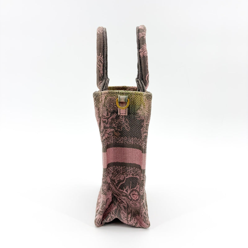 Christian Dior Book Tote Phone Embroidered Canvas Pink
