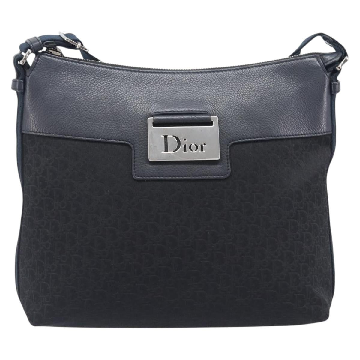 Christian Dior Vintage Street Chic Messenger Diorissimo Canvas And Leather Black