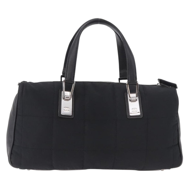 Chanel Square Stitch Boston Quilted Nylon Black Bag