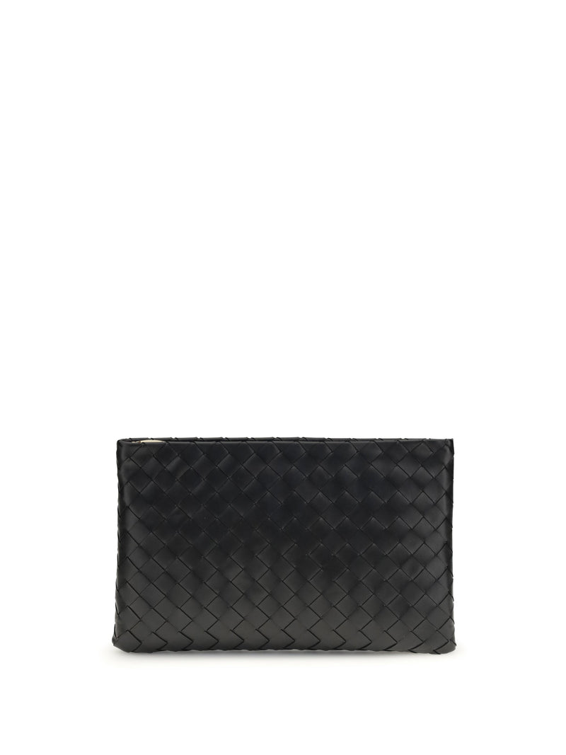 Bottega Veneta Intrecciato Clutch — Black Lamb Leather