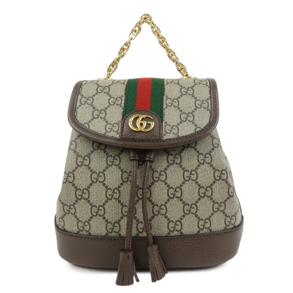 Gucci Ophidia Flap Gg Coated Canvas With Leather Beige Bag