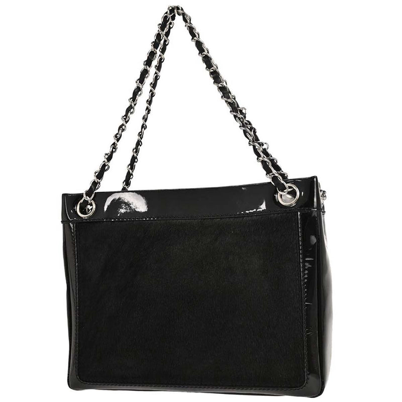Chanel Cc Pocket Pony Hair With Patent Black Patent_leather Bag