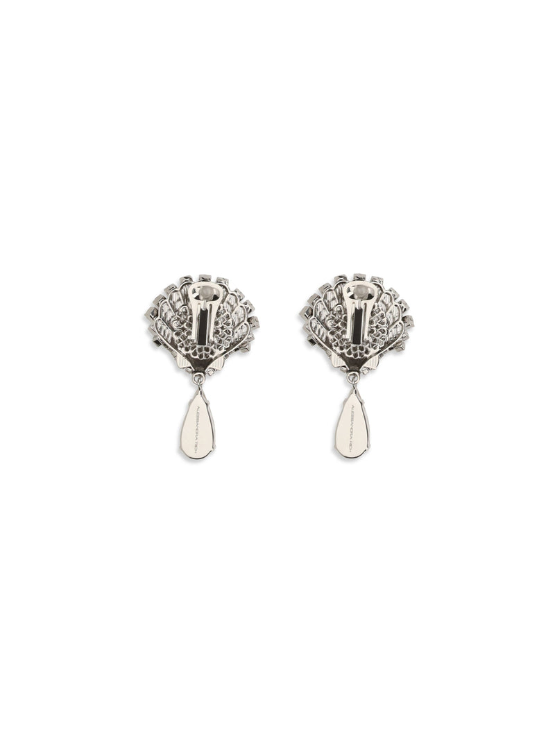 Alessandra Rich Crystal Drop Earrings — Silver Metal Metallic Metallised