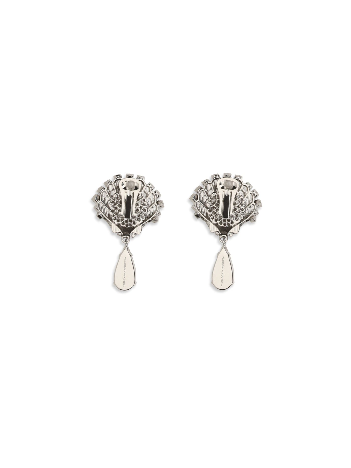 Alessandra Rich Crystal-Embellished Drop Earrings — Silver Metal