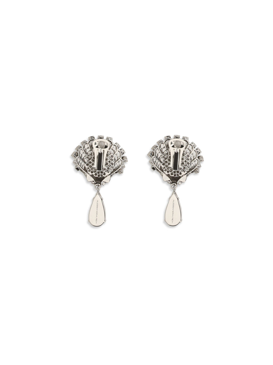 Alessandra Rich Crystal-Embellished Drop Earrings — Silver Metal