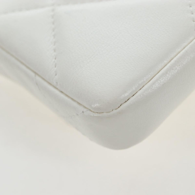 Chanel 19 Card Holder On Chain Quilted Leather White Bag
