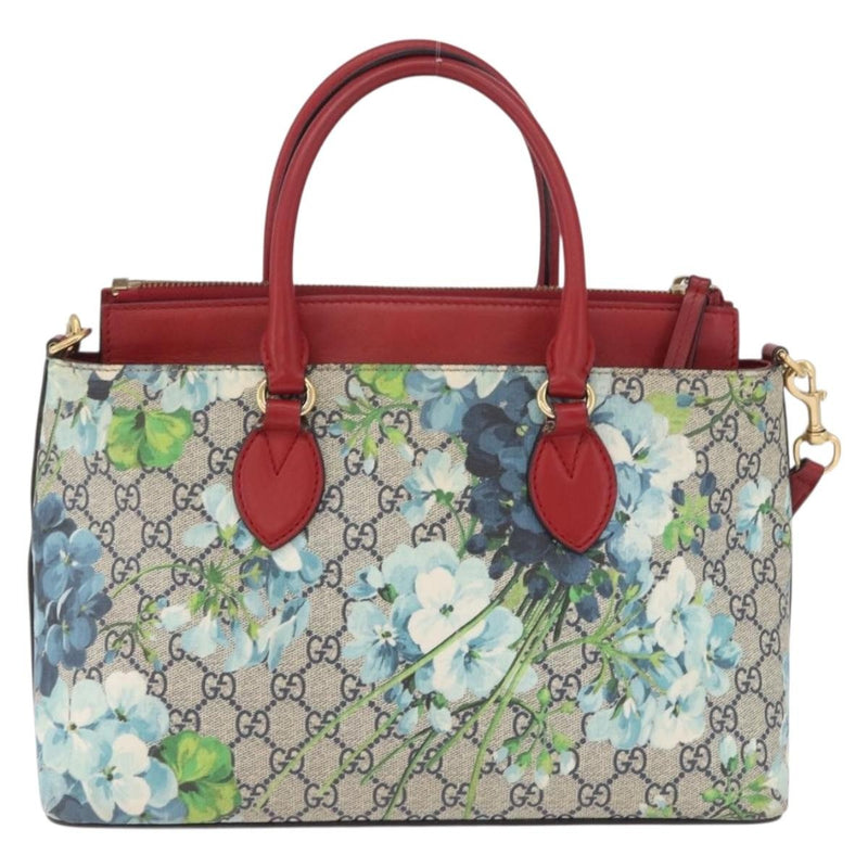 Gucci Linea A Convertible Blooms Print Gg Coated Canvas Navy Bag