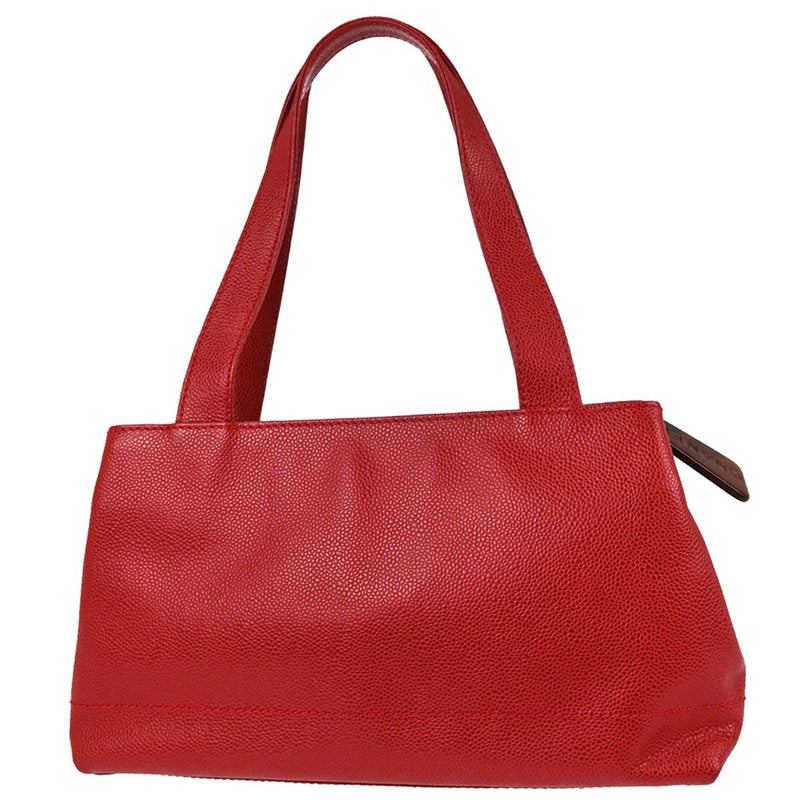 Chanel Vintage Logo Caviar Red Leather Bag