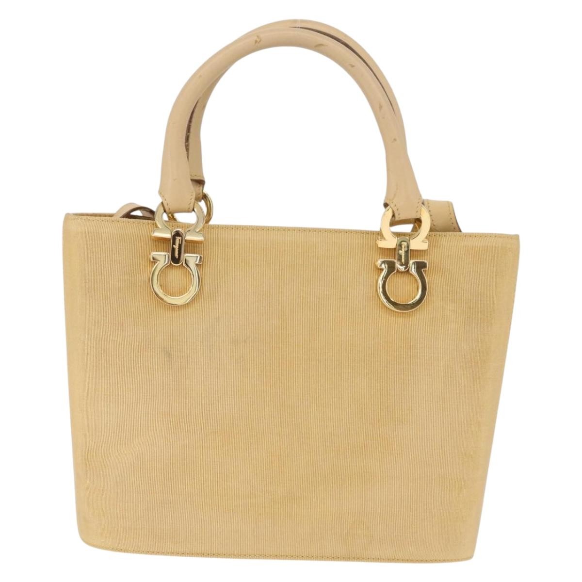 Salvatore Ferragamo Gancini Tote Canvas Beige