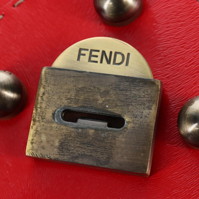 Fendi Secret Code F3 Convertible Satchel Textured Leather Red