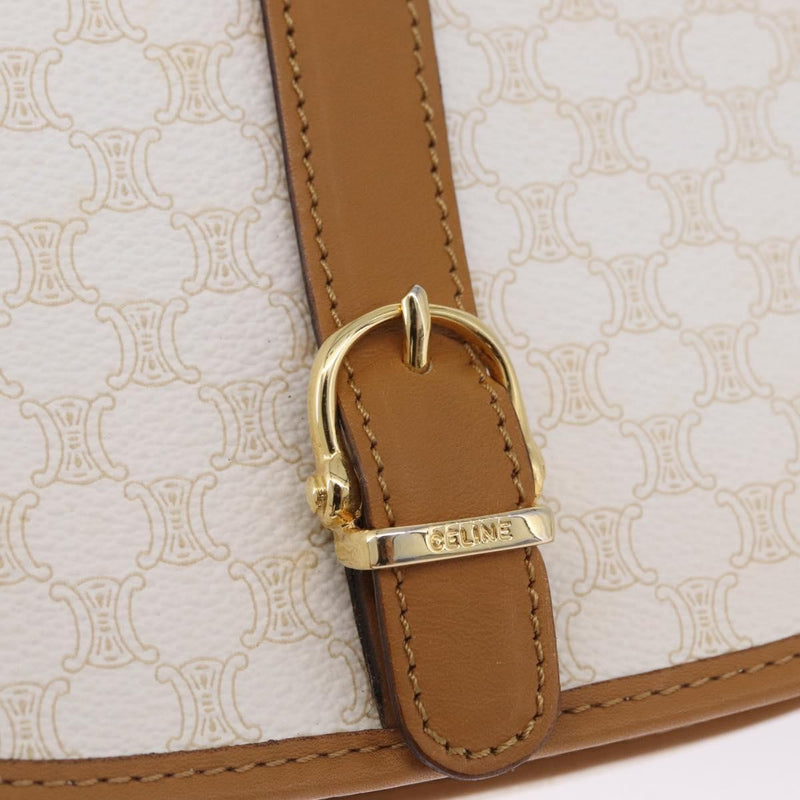 Celine Macadam Shoulder Canvas White Bag