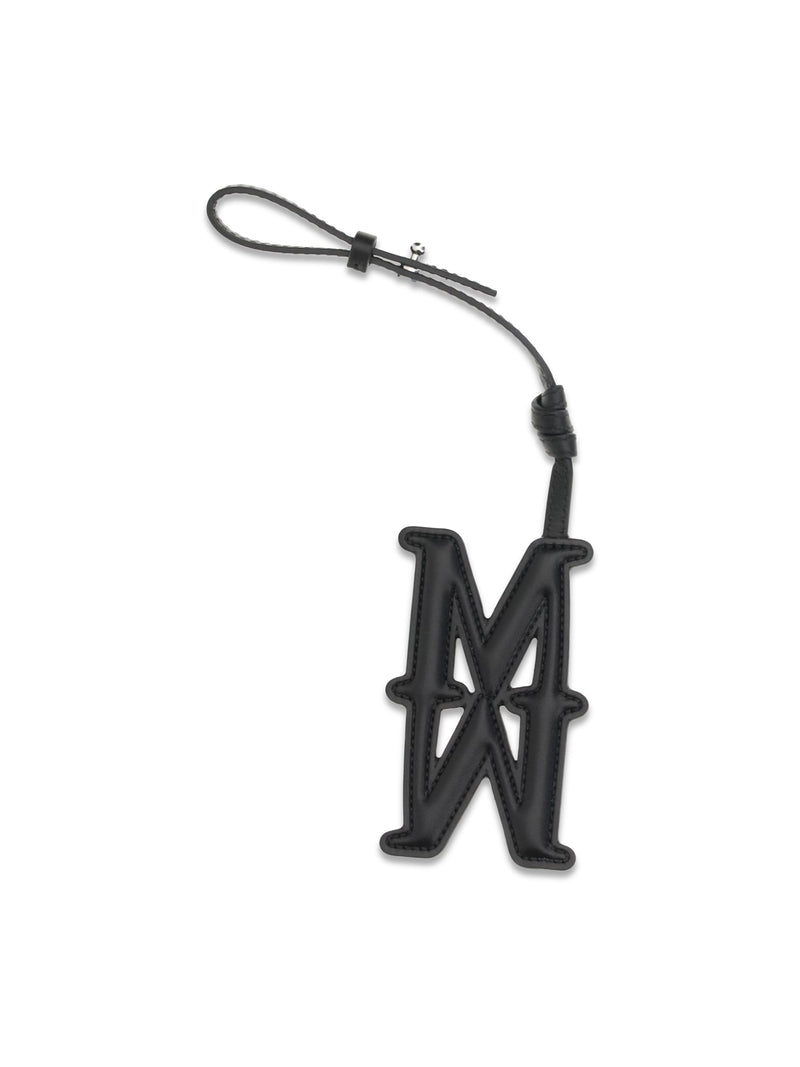 Max Mara Leather M-W Charm Key Case — Black Calf Bos Taurus Keychains