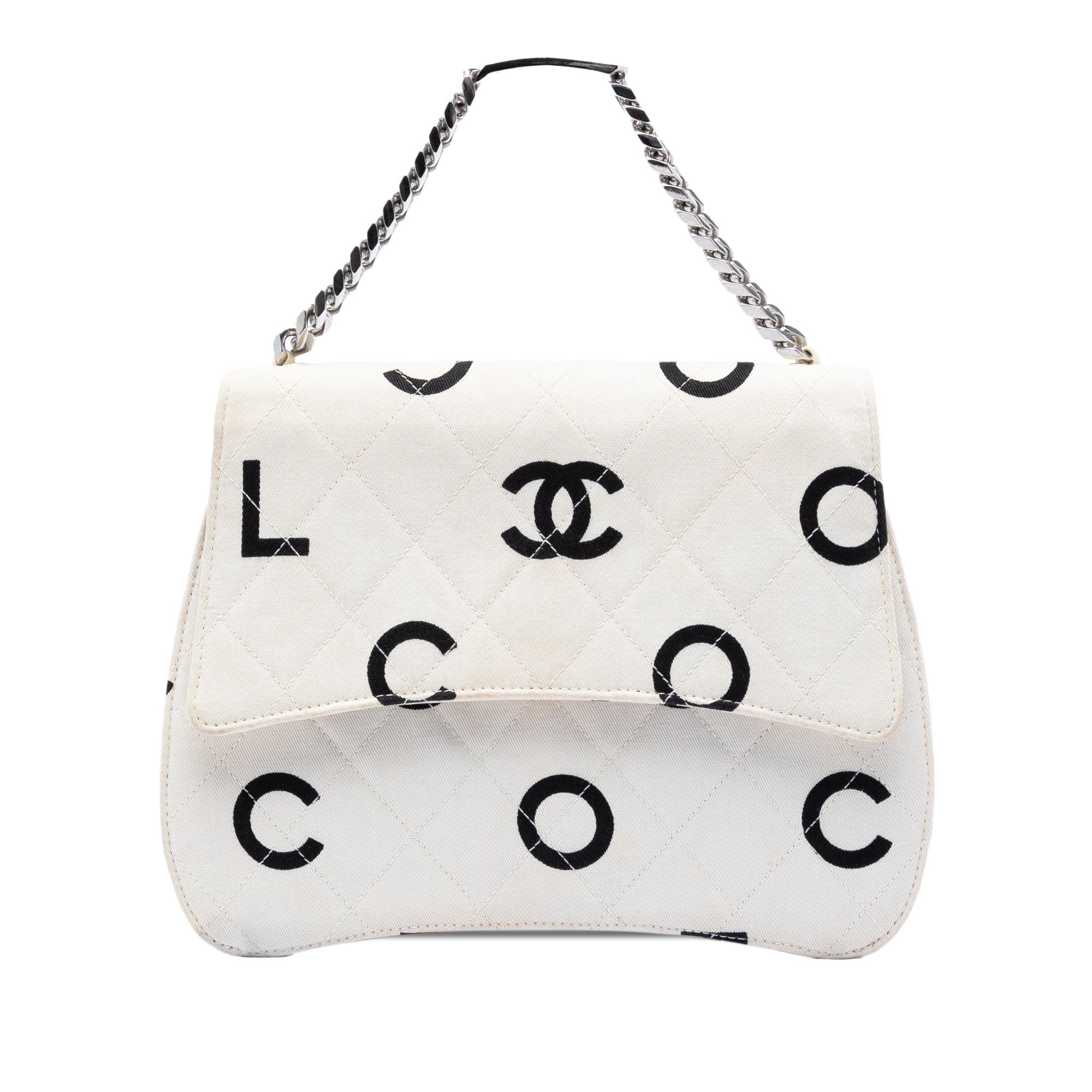 CC Quilted Printed Canvas Coco Logo Chain Flap - Image 1