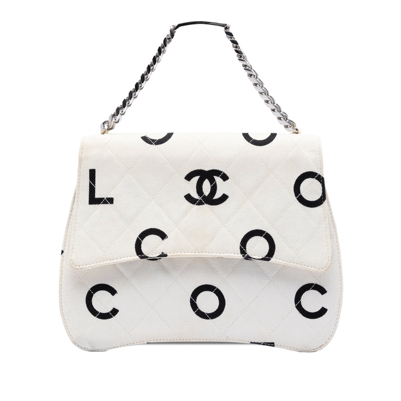 CC Quilted Printed Canvas Coco Logo Chain Flap
