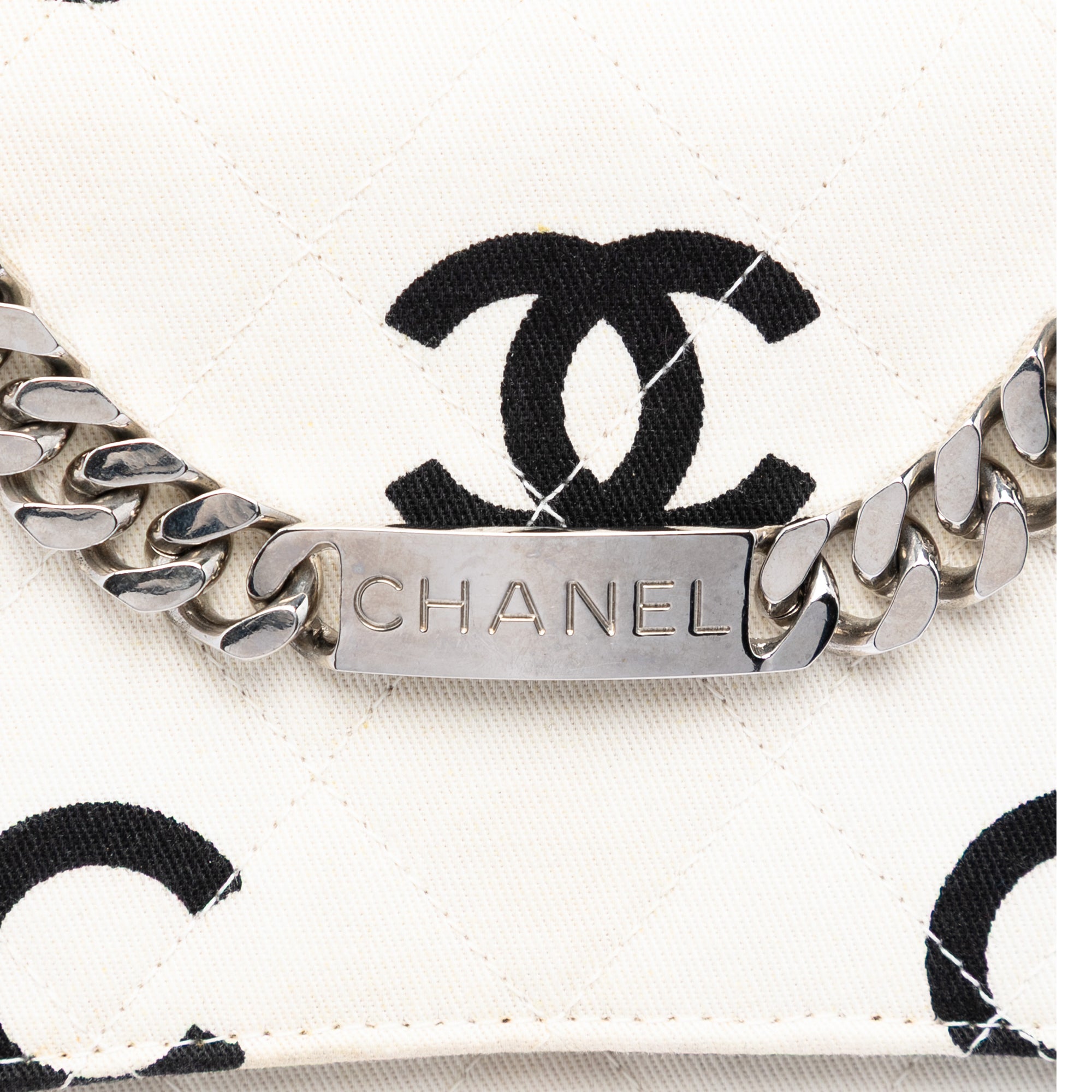 CC Quilted Printed Canvas Coco Logo Chain Flap - Image 6