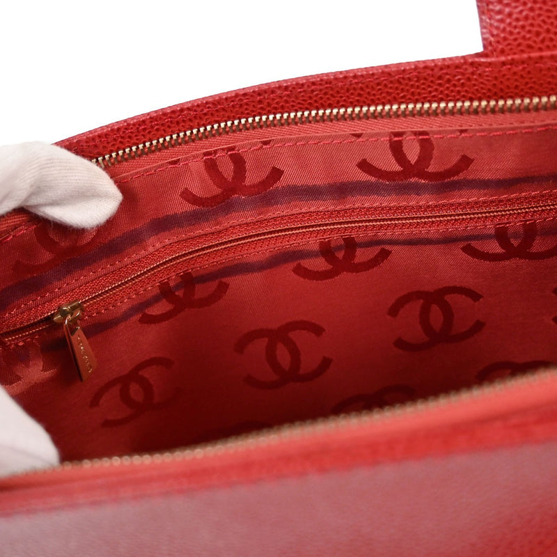 Chanel Vintage Logo Caviar Red Leather Bag