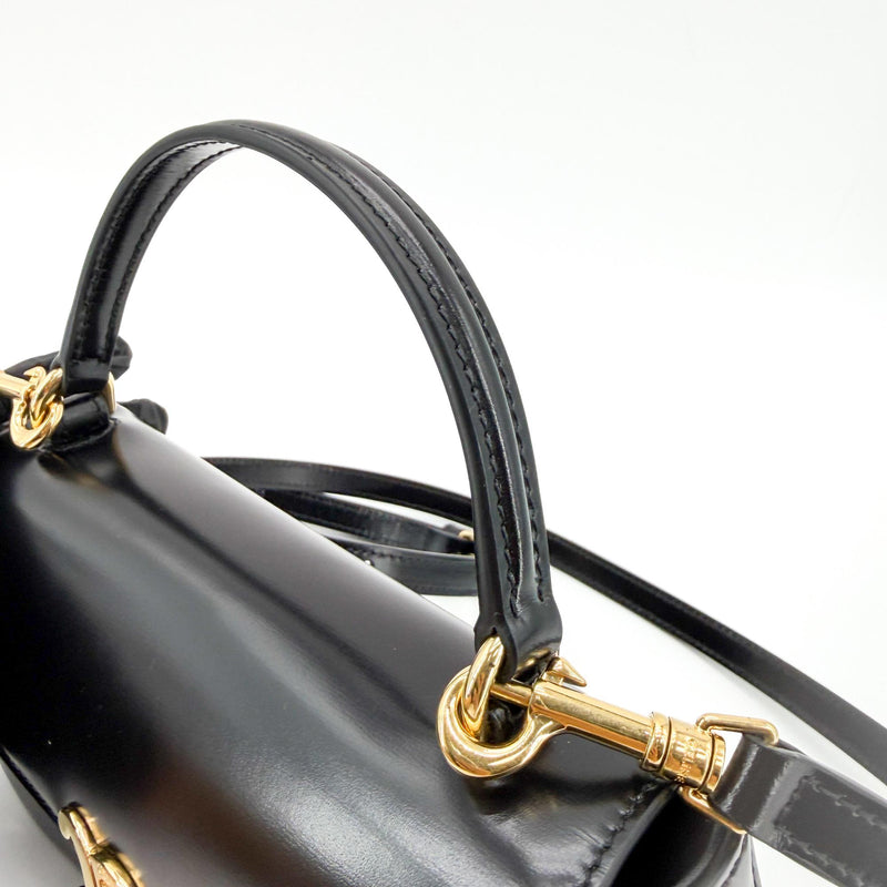 Celine Lola Triomphe Top Handle Leather Black Bag