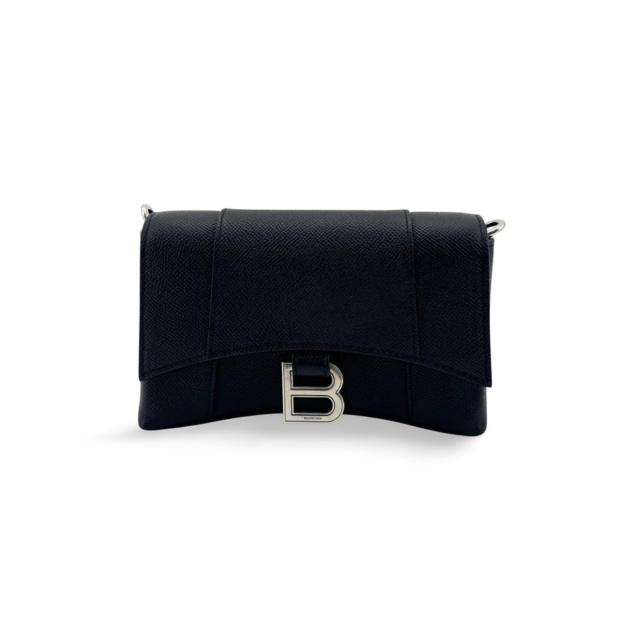 Balenciaga Hourglass Chain Leather Black Bag