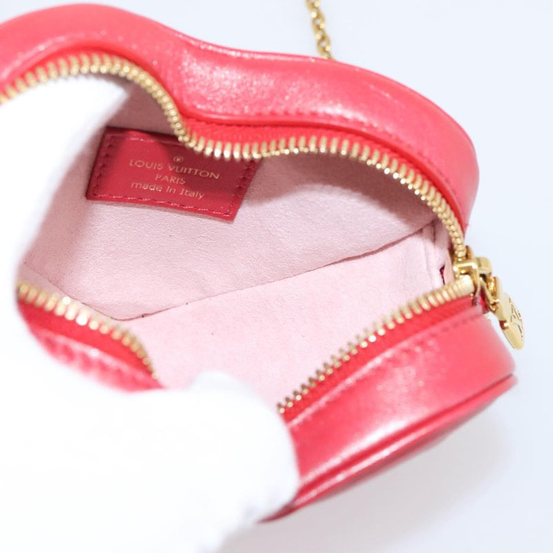 Louis Vuitton Coeur Heart On Chain Monogram Embossed Lambskin Red Leather Bag