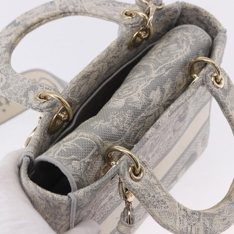 Christian Dior Lady Embroidered Canvas Gray Bag