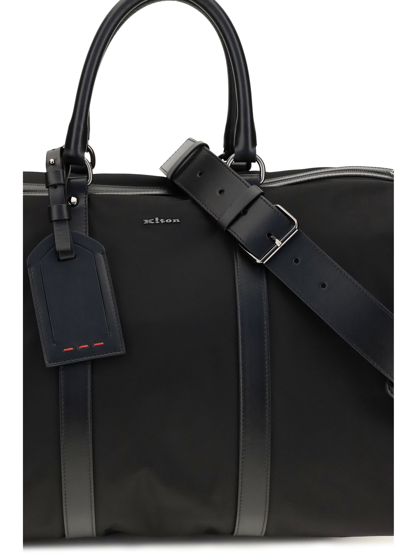 Kiton Leather-Trim Nylon Tote Bag — Black