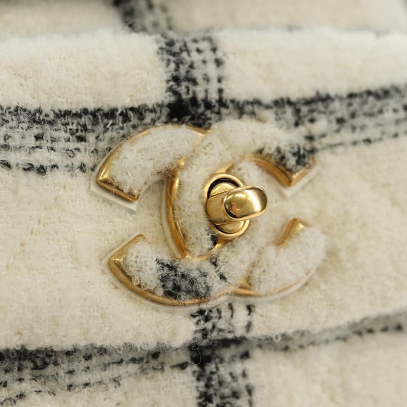 Chanel Duma Drawstring Quilted Wool Tweed Beige Bag