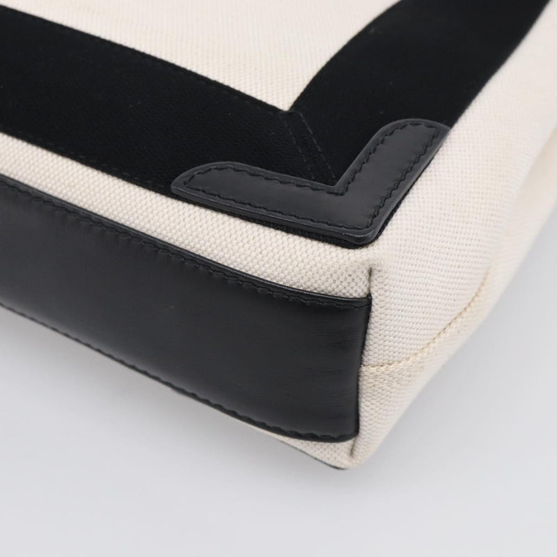 Balenciaga Navy Cabas Canvas With Leather White Bag