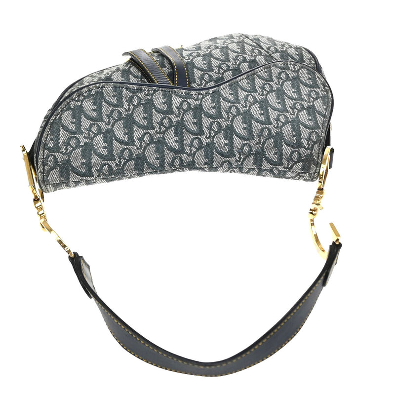 Christian Dior Saddle Oblique Canvas Navy Bag