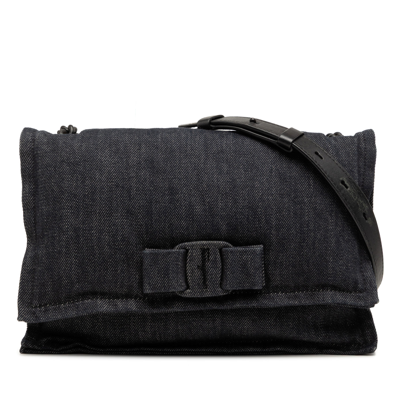 Small Denim Viva Bow Shoulder Bag - Image 1