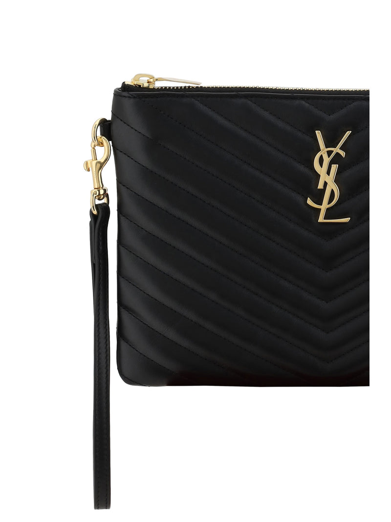 Saint Laurent Clutch — Black Calf Leather Bos Taurus
