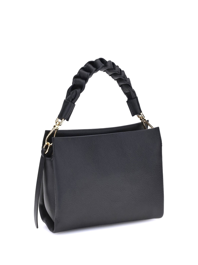 Coccinelle Boheme Shoulder Bag — Black Calf Leather