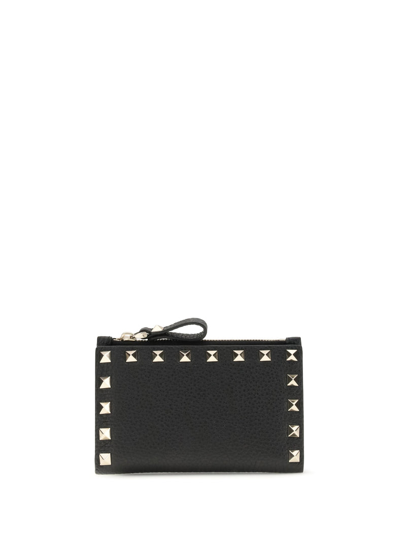 Valentino Garavani Rockstud Card Case — Black Calf Leather Wallets & Purses