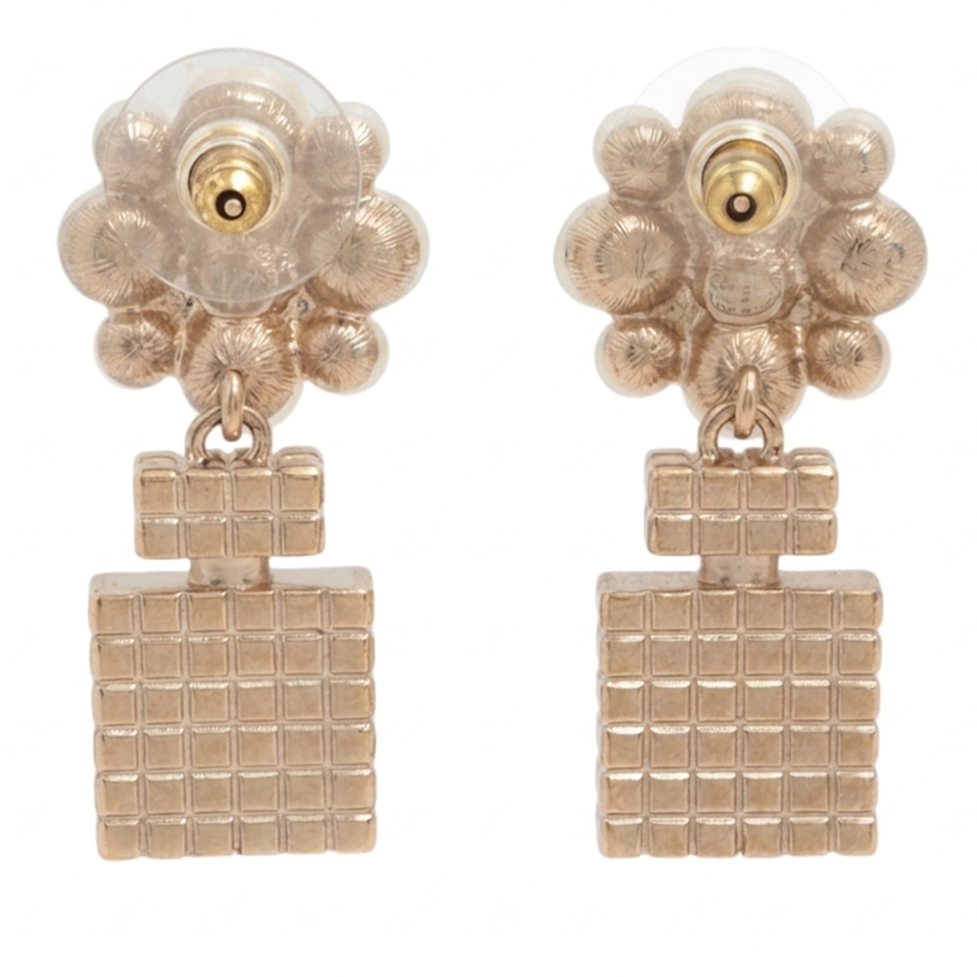 CC Gold Plated Faux Pearl Strass Push Back Earrings - Image 3