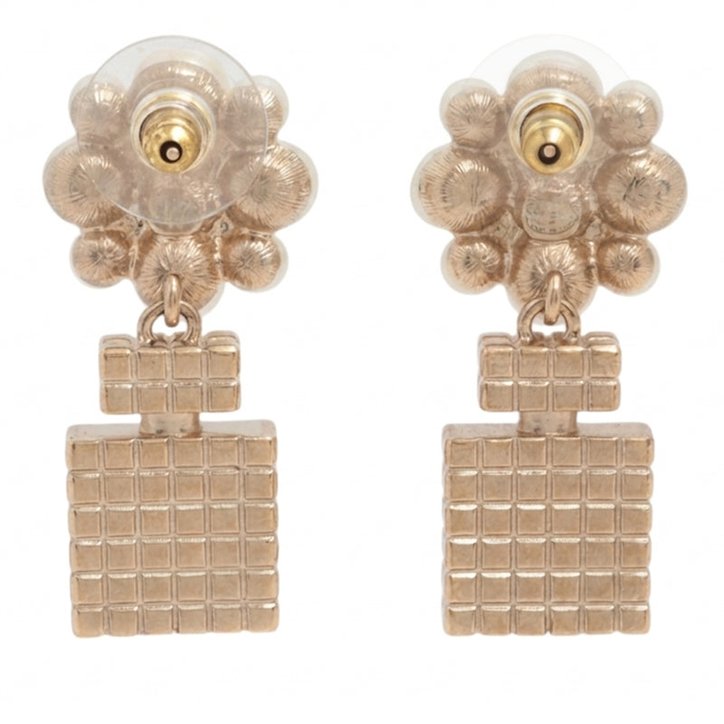 CC Gold Plated Faux Pearl Strass Push Back Earrings - Image 3