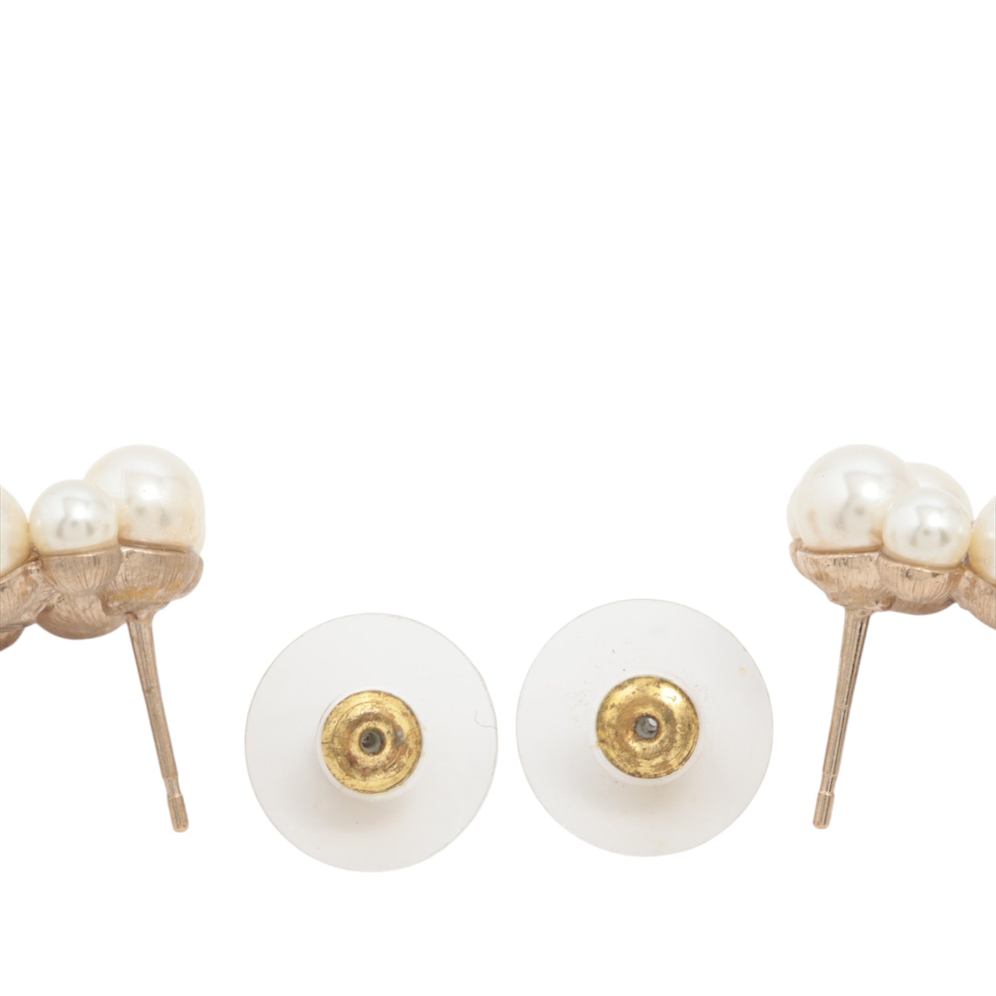 CC Gold Plated Faux Pearl Strass Push Back Earrings - Image 5