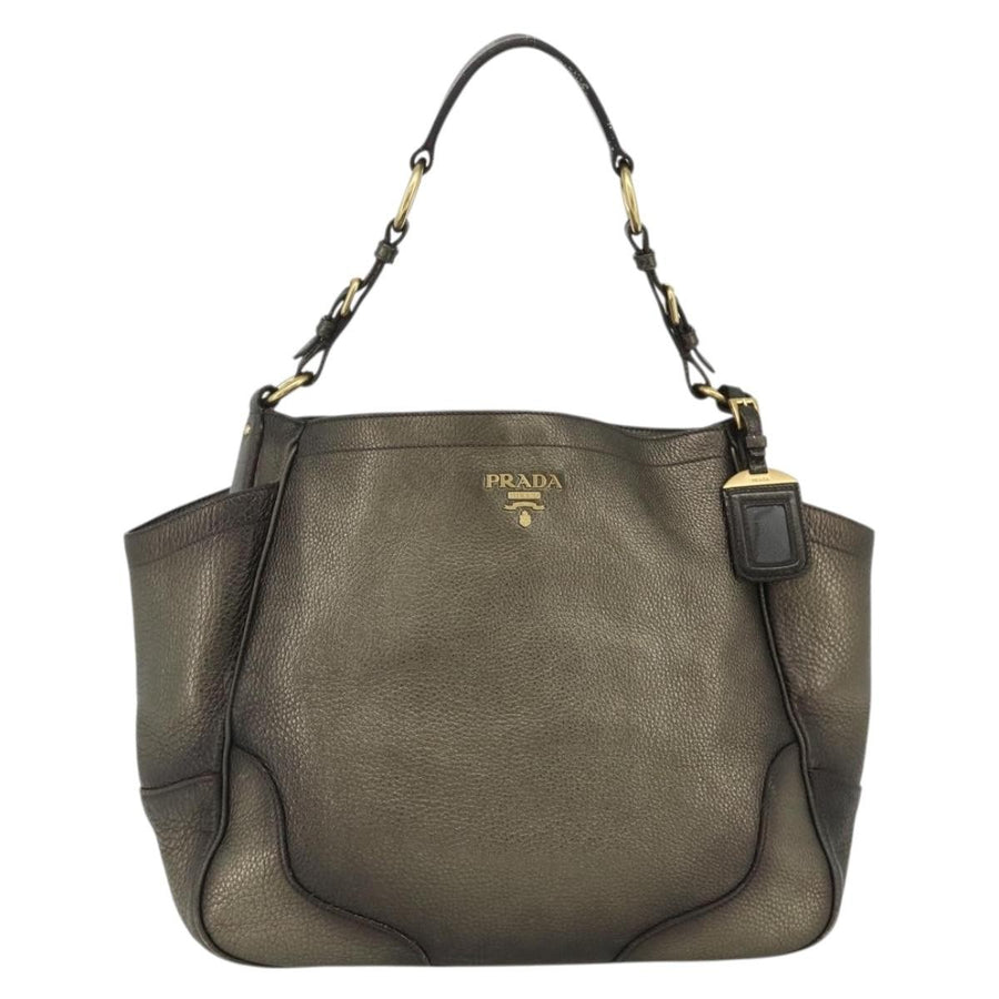 Prada Side Pocket Hobo Vitello Daino Gold Leather