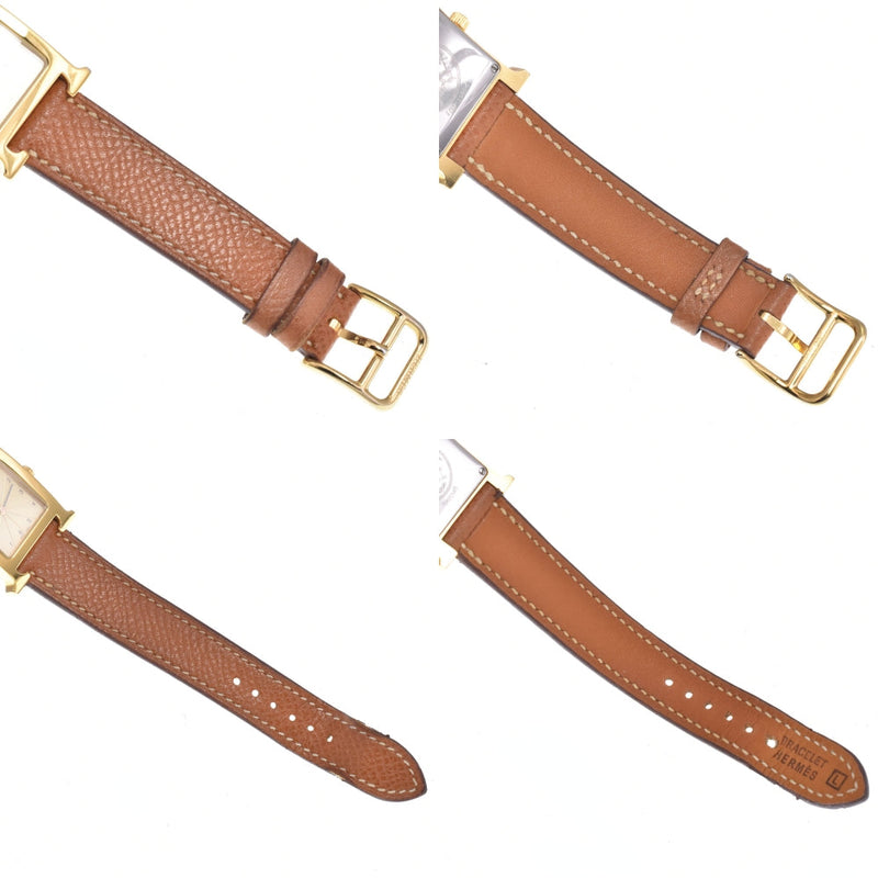 Hermes Heure H Quartz Plated Metal And Leather Watches