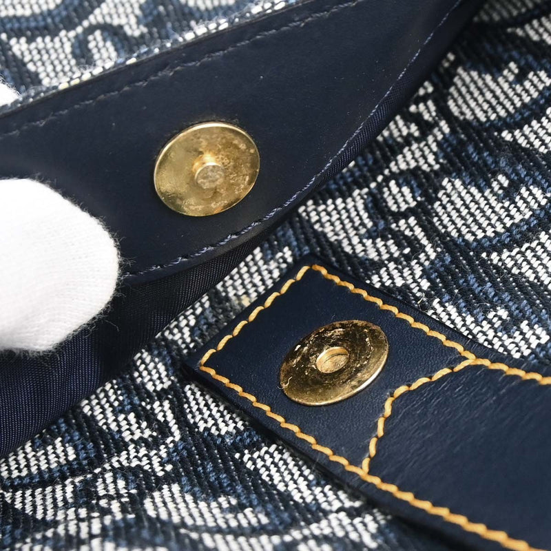Christian Dior Vintage Saddle Bowler Diorissimo Canvas Navy Bag