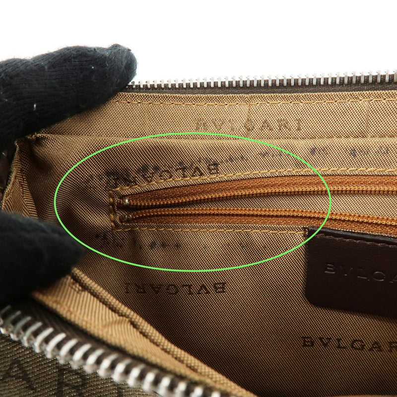 Bvlgari Logomania Canvas With Leather Khaki Bag