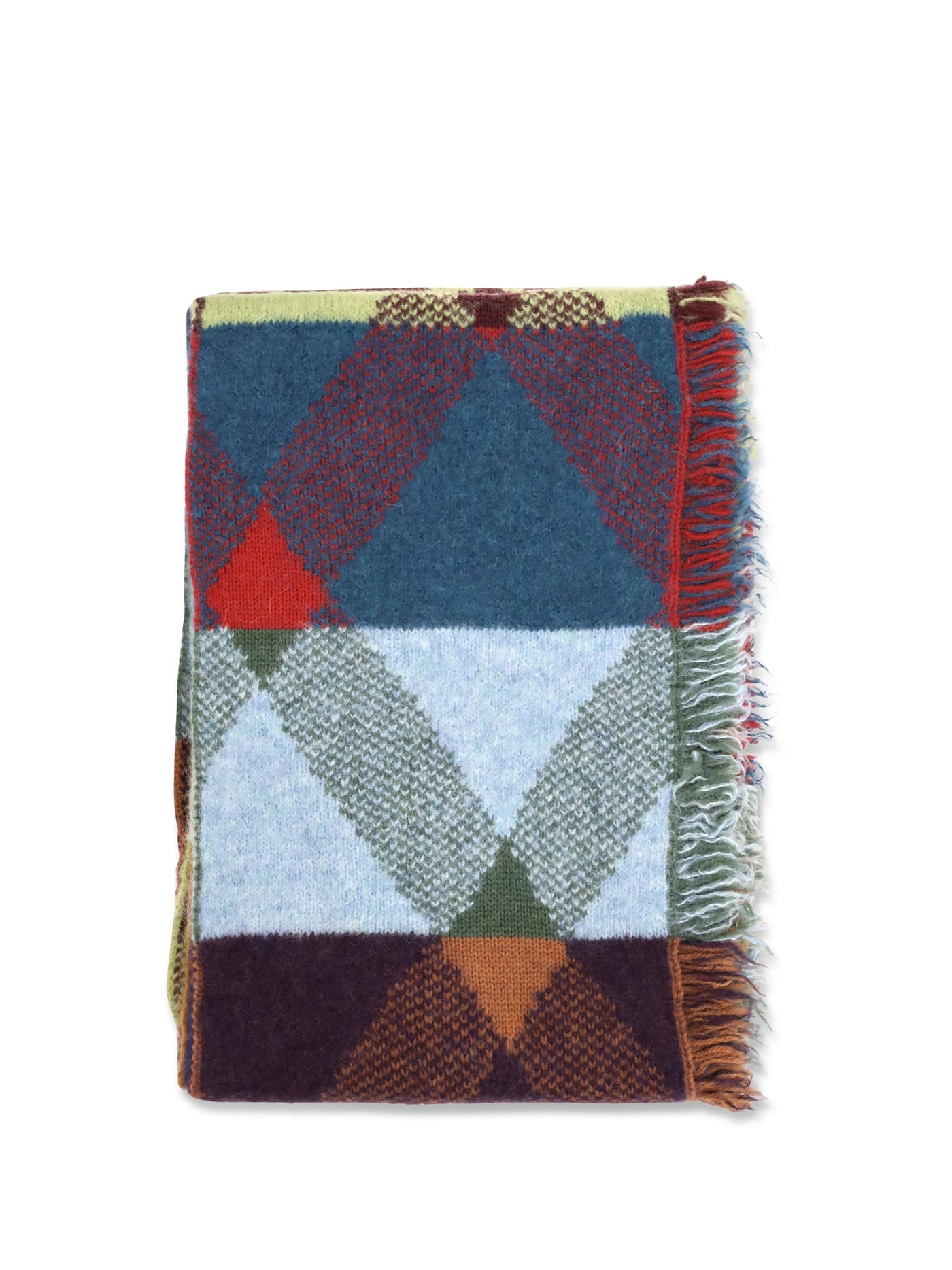 Dries Van Noten Merino Wool Patchwork Scarf — Blue (ovis Aries) Scarfs