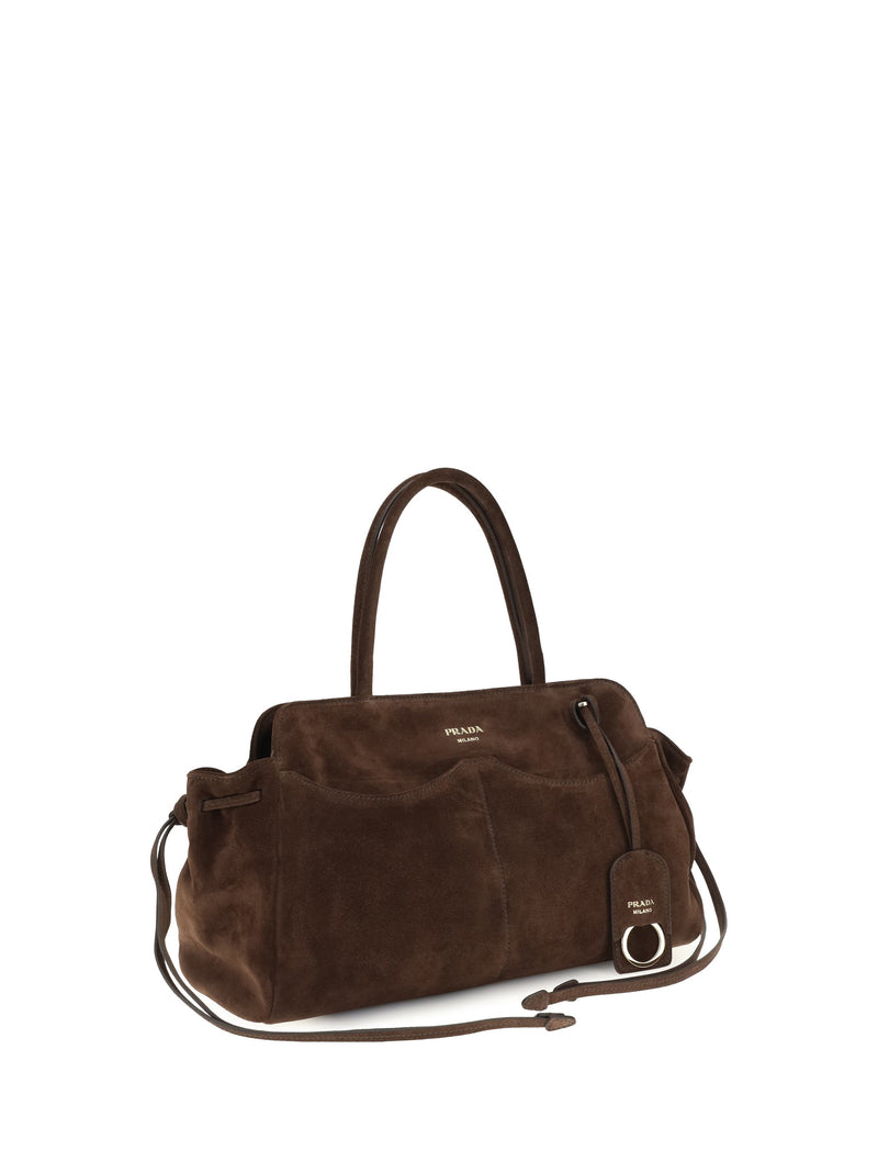 Prada Carry Shoulder Bag — Brown Suede