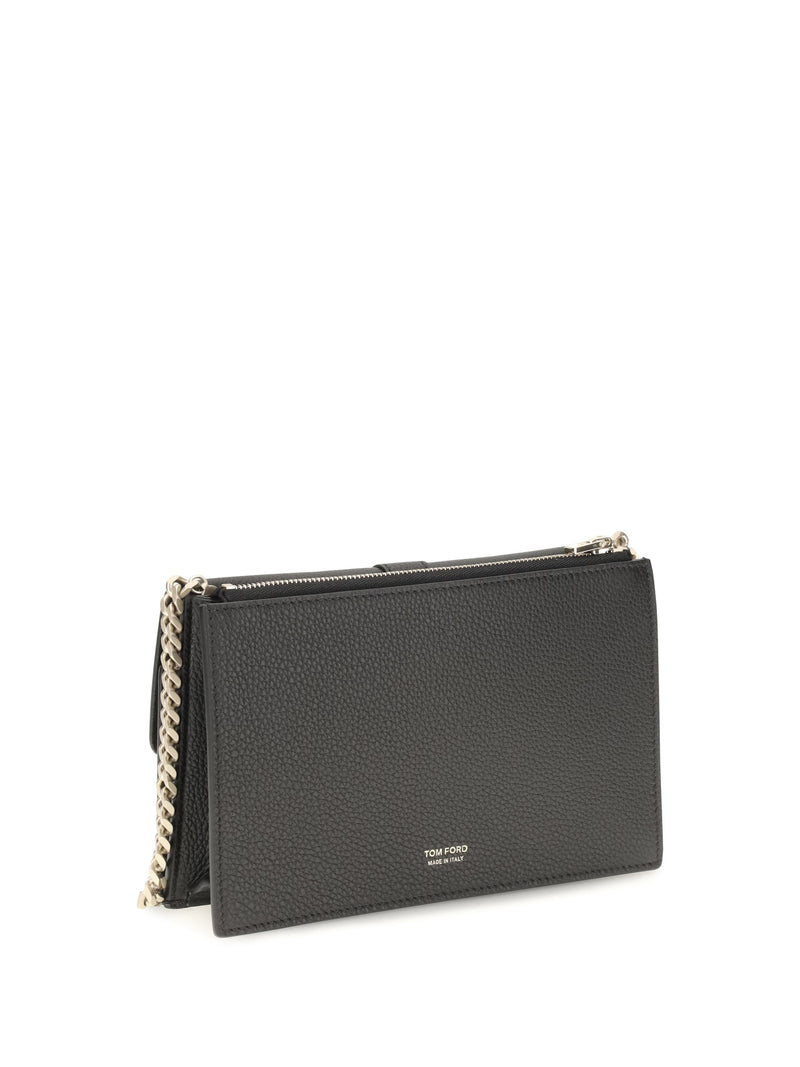 Tom Ford Chain Leather Shoulder Bag — Black Calf Bos Taurus