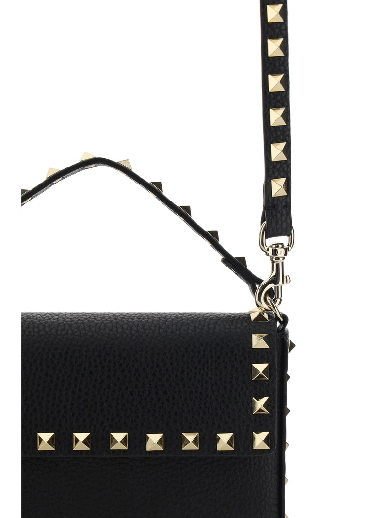 Valentino Garavani Rockstud Shoulder Bag — Black Calf Leather